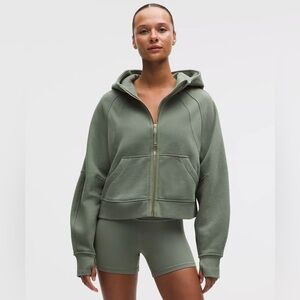 Lululemon Cropped Scuba Hoodie Willow Green Gold Hardware M/L